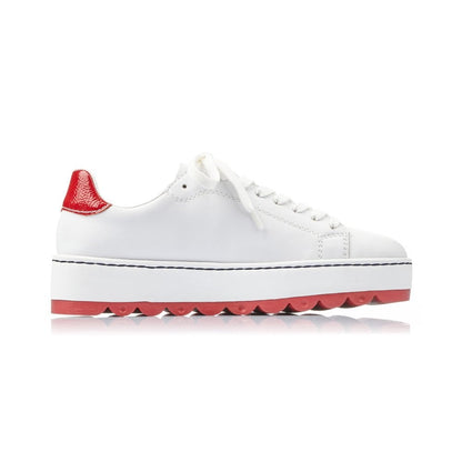 Rieker Ladies White Casual Trainers With Red & Blue Detail N4622-81