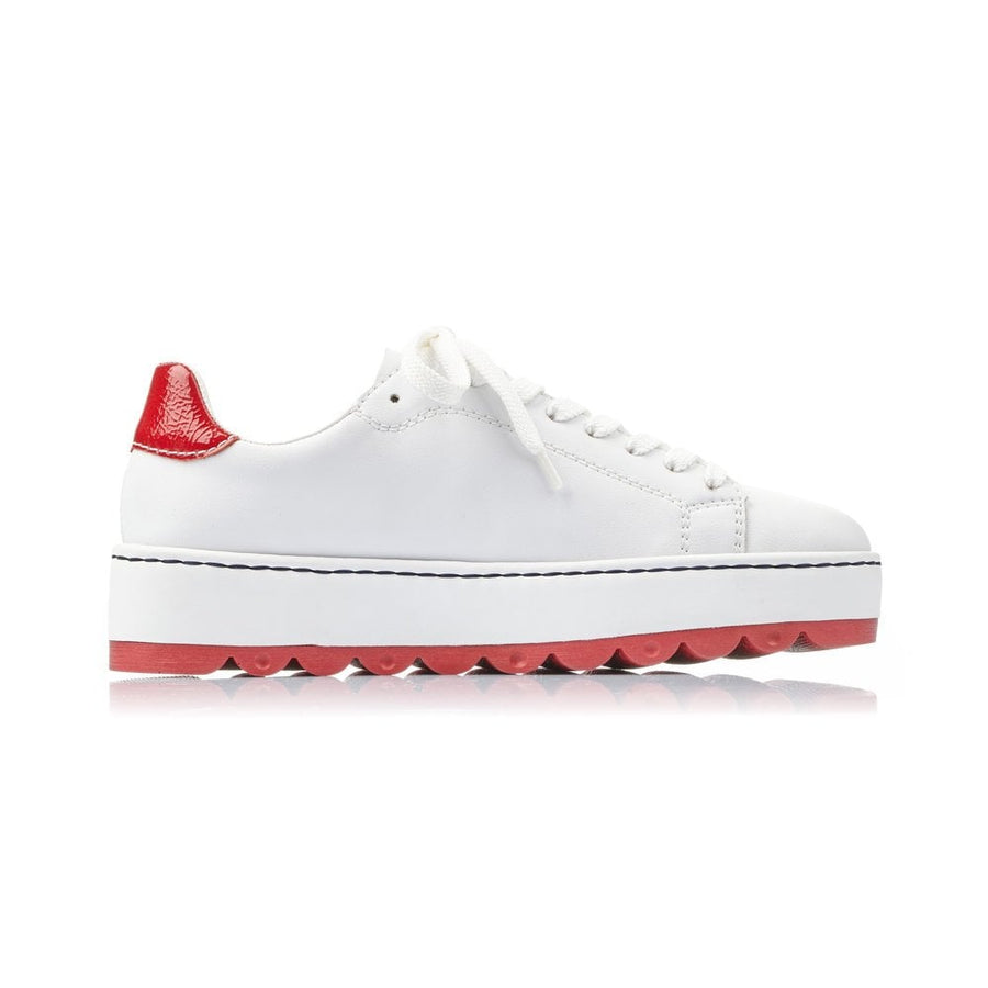 Rieker Ladies White Casual Trainers With Red & Blue Detail N4622-81