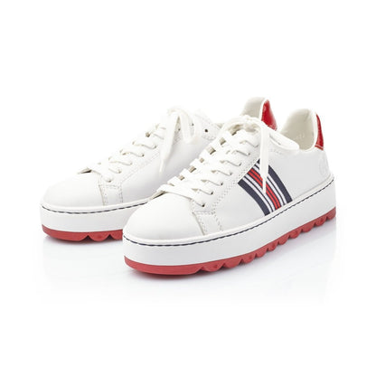 Rieker Ladies White Casual Trainers With Red & Blue Detail N4622-81