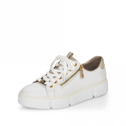 Rieker Ladies N5932-80 White Leather Trainer