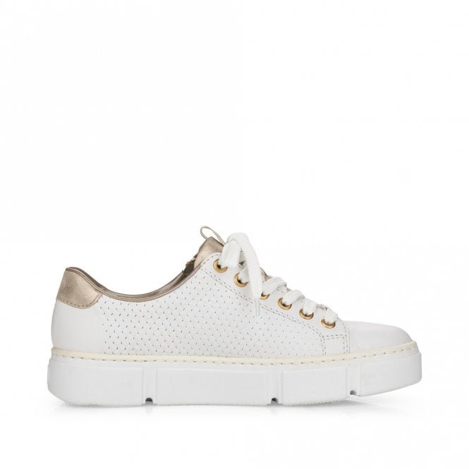 Rieker Ladies N5932-80 White Leather Trainer
