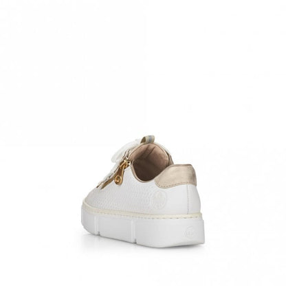 Rieker Ladies N5932-80 White Leather Trainer