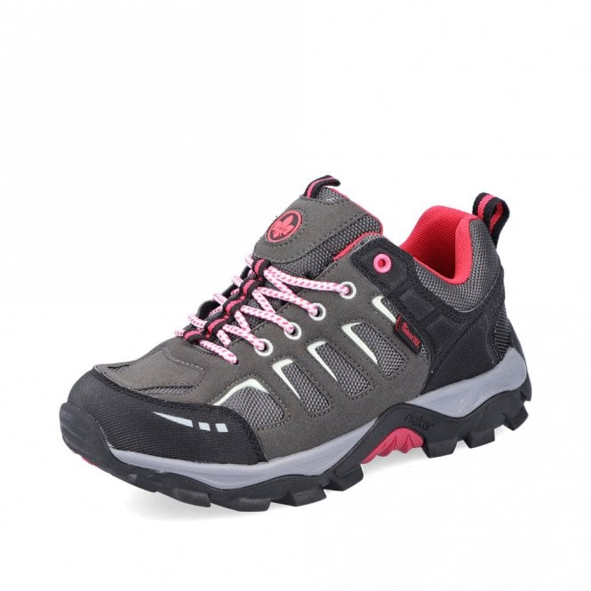 Rieker Ladies N8820-43 Lace Shoe Grey/Pink