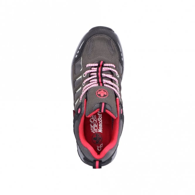 Rieker Ladies N8820-43 Lace Shoe Grey/Pink
