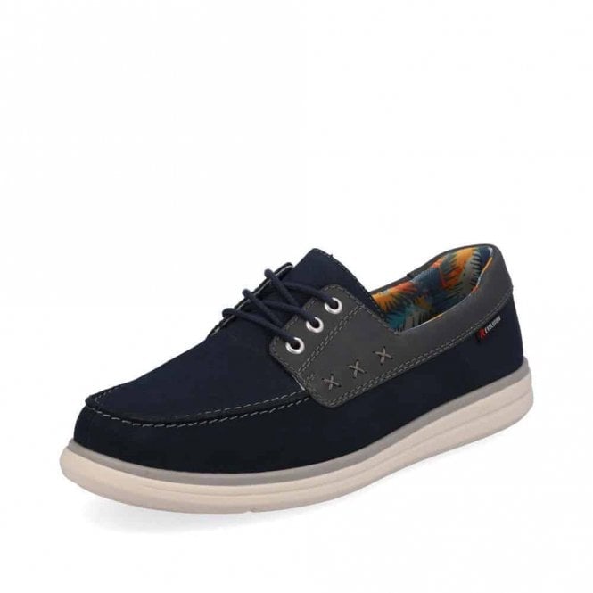 Rieker U0601- 14 Mens Blue Combi Casual Shoe