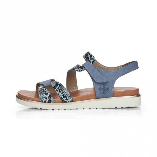 Rieker Ladies Blue Snakeskin Sandals V5069-12
