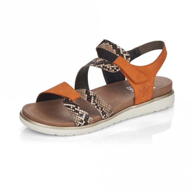 Rieker Ladies Orange Snakeskin Sandals V5069-24