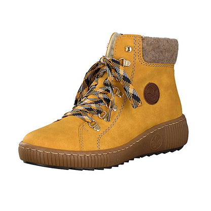 Rieker Ladies Yellow Honey Knitted Top Ankle Boots Z6633-68