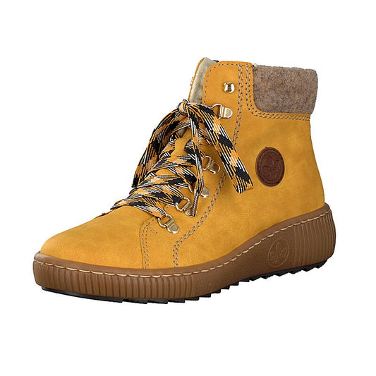 Rieker Ladies Yellow Honey Knitted Top Ankle Boots Z6633-68