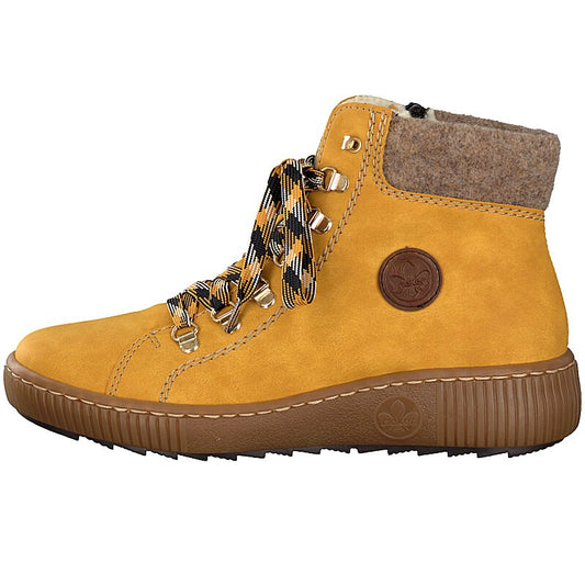 Rieker Ladies Yellow Honey Knitted Top Ankle Boots Z6633-68