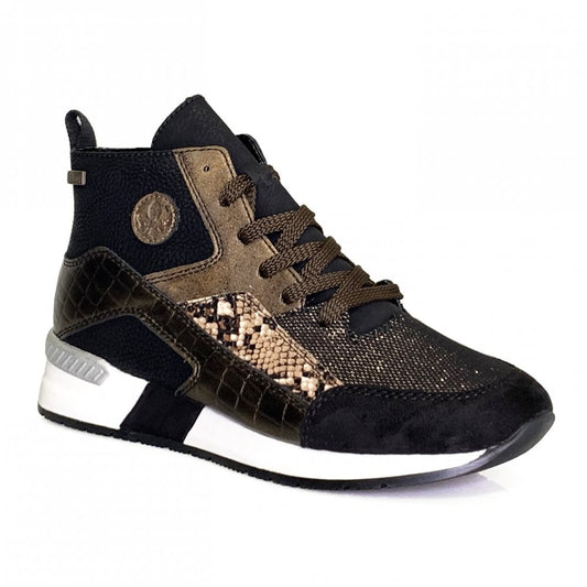 Rieker Ladies Bronze High Top Trainers N7610-00