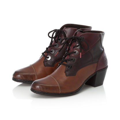 Rieker Ladies Brown Leather Heel Boots Y2133-24