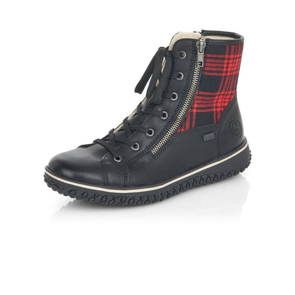 Rieker Ladies Black Combination Zip Up Ankle Boots Z4210-00