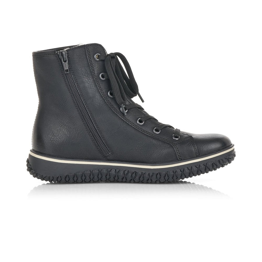 Rieker Ladies Black Combination Zip Up Ankle Boots Z4210-00