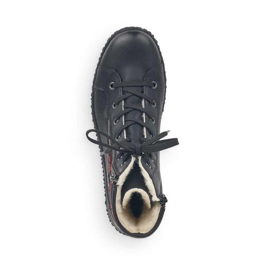 Rieker Ladies Black Combination Zip Up Ankle Boots Z4210-00