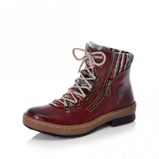 Rieker Ladies Red Ankle Boots Z6741-35