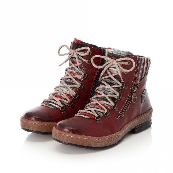 Rieker Ladies Red Ankle Boots Z6741-35