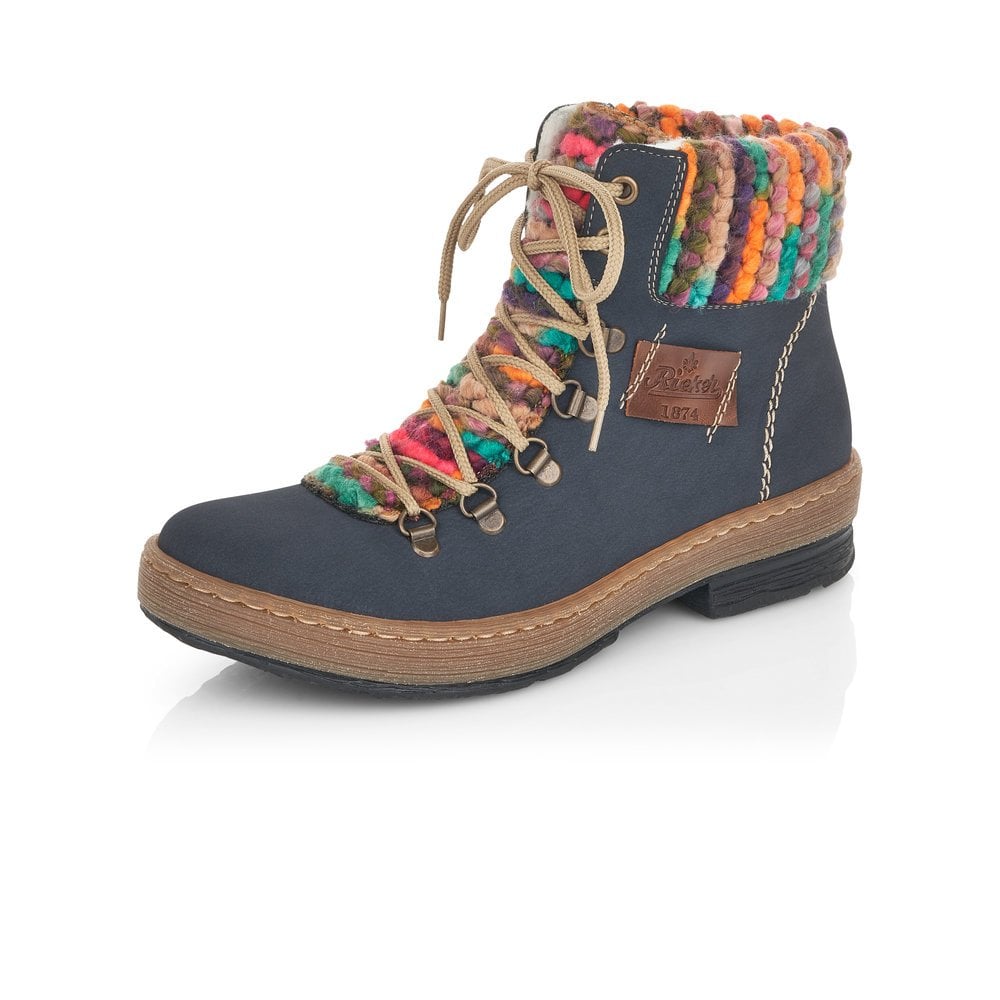 Rieker Ladies Wool Lined Boot Blue Combi Z6743-15