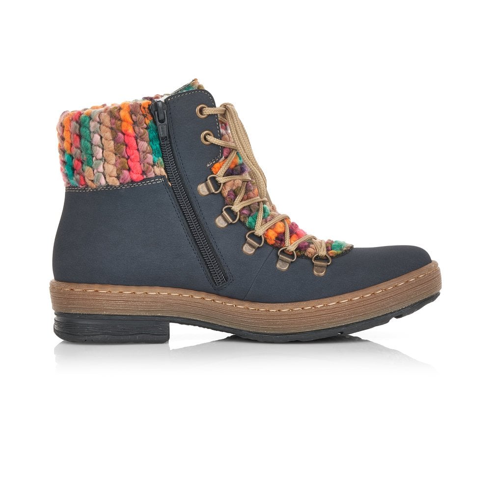 Rieker Ladies Wool Lined Boot Blue Combi Z6743-15