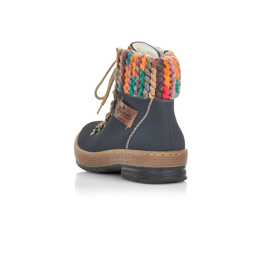 Rieker Ladies Wool Lined Boot Blue Combi Z6743-15