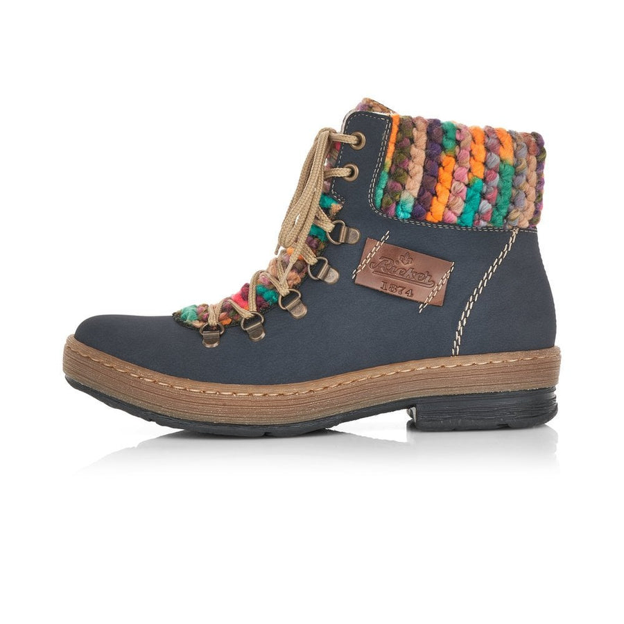 Rieker Ladies Wool Lined Boot Blue Combi Z6743-15