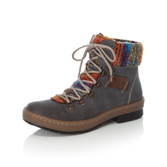 Rieker Ladies Grey Combi Boots Z6743-45