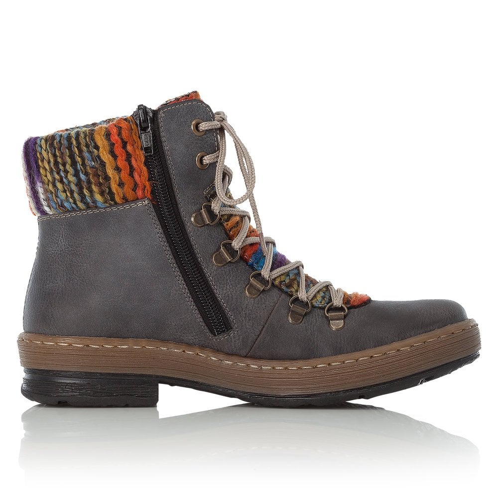 Rieker Ladies Grey Combi Boots Z6743-45