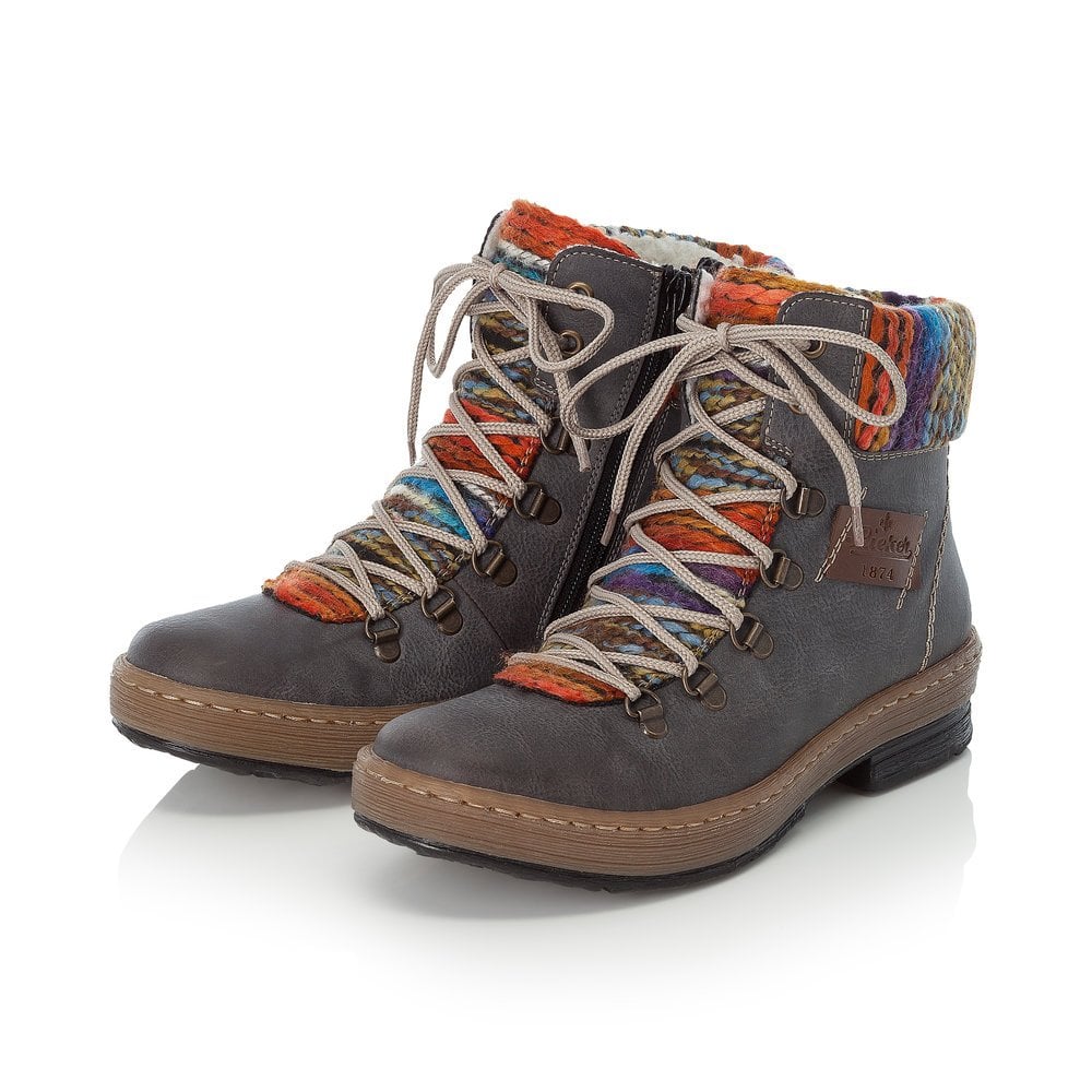 Rieker Ladies Grey Combi Boots Z6743-45