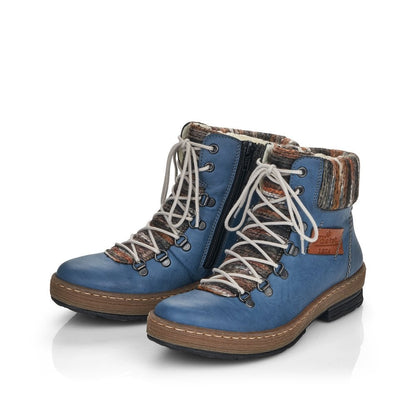 Rieker Ladies Blue Ankle Boots Z6743-14