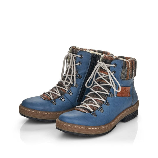 Rieker Ladies Blue Ankle Boots Z6743-14