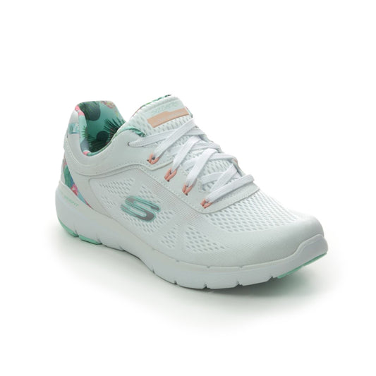 Skechers Ladies Flex Appeal 3.0 Tropical Princess White Trainers 149002