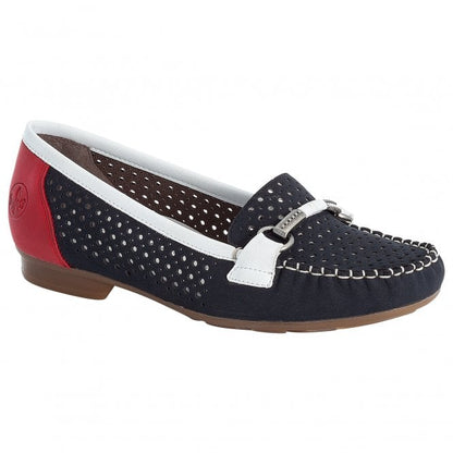 Rieker 40065-14 Ladies Loafer Blue Combi