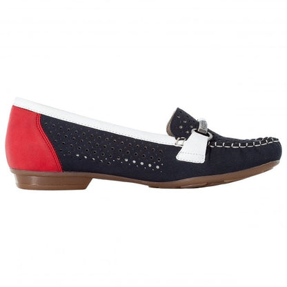 Rieker 40065-14 Ladies Loafer Blue Combi