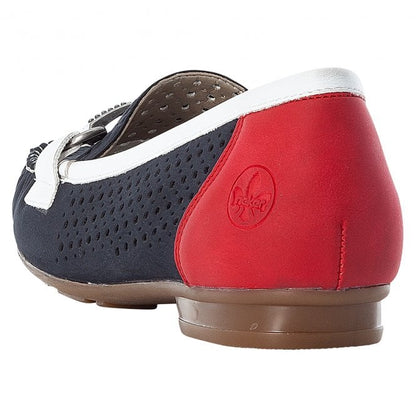 Rieker 40065-14 Ladies Loafer Blue Combi