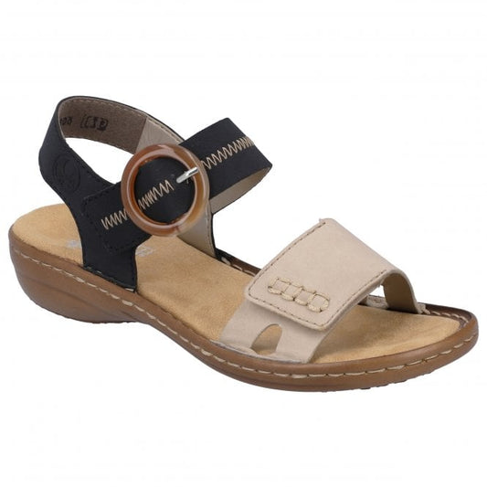 Rieker 608Z3-62 Ladies Velcro Strap Brown/Navy