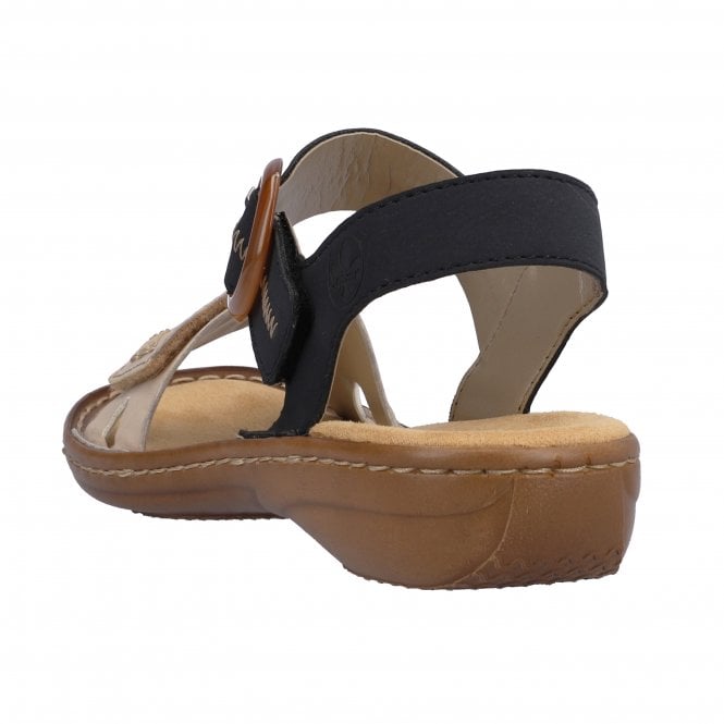 Rieker 608Z3-62 Ladies Velcro Strap Brown/Navy