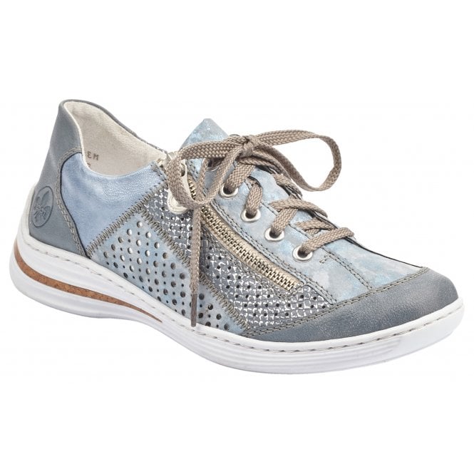 Rieker Ladies Blue Lace-Up Casual Trainers M35G6-12