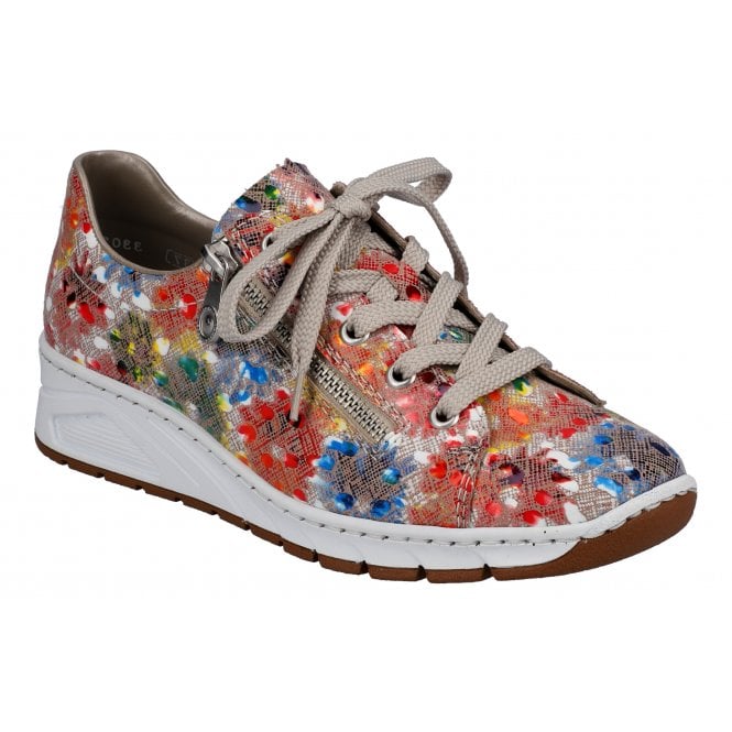 Rieker N3302-91  Lace And Side Zip Multi shoes Ladies