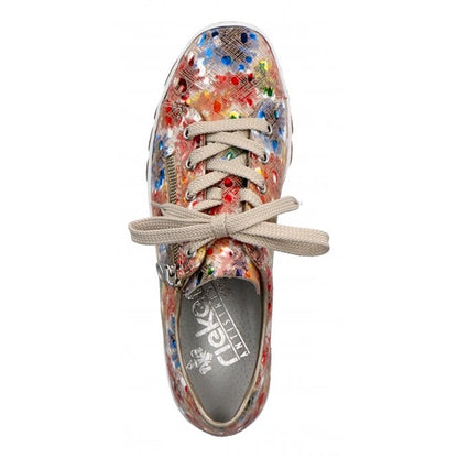 Rieker N3302-91  Lace And Side Zip Multi shoes Ladies